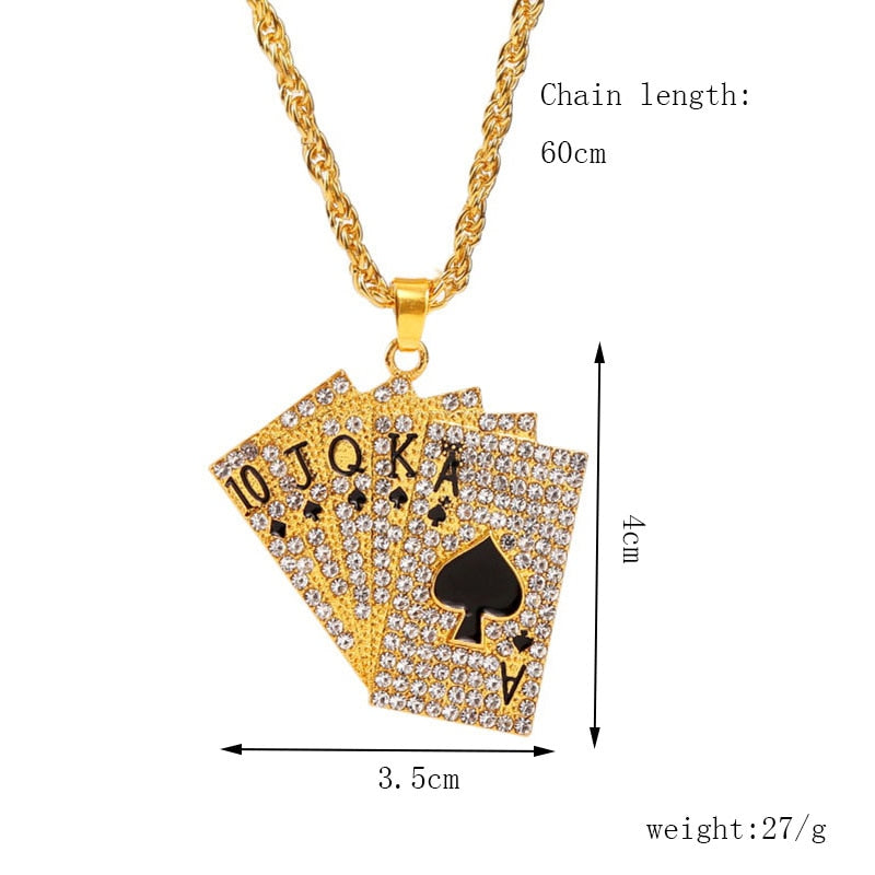 Hip Hop  Enamel Playing Cards Pendants
