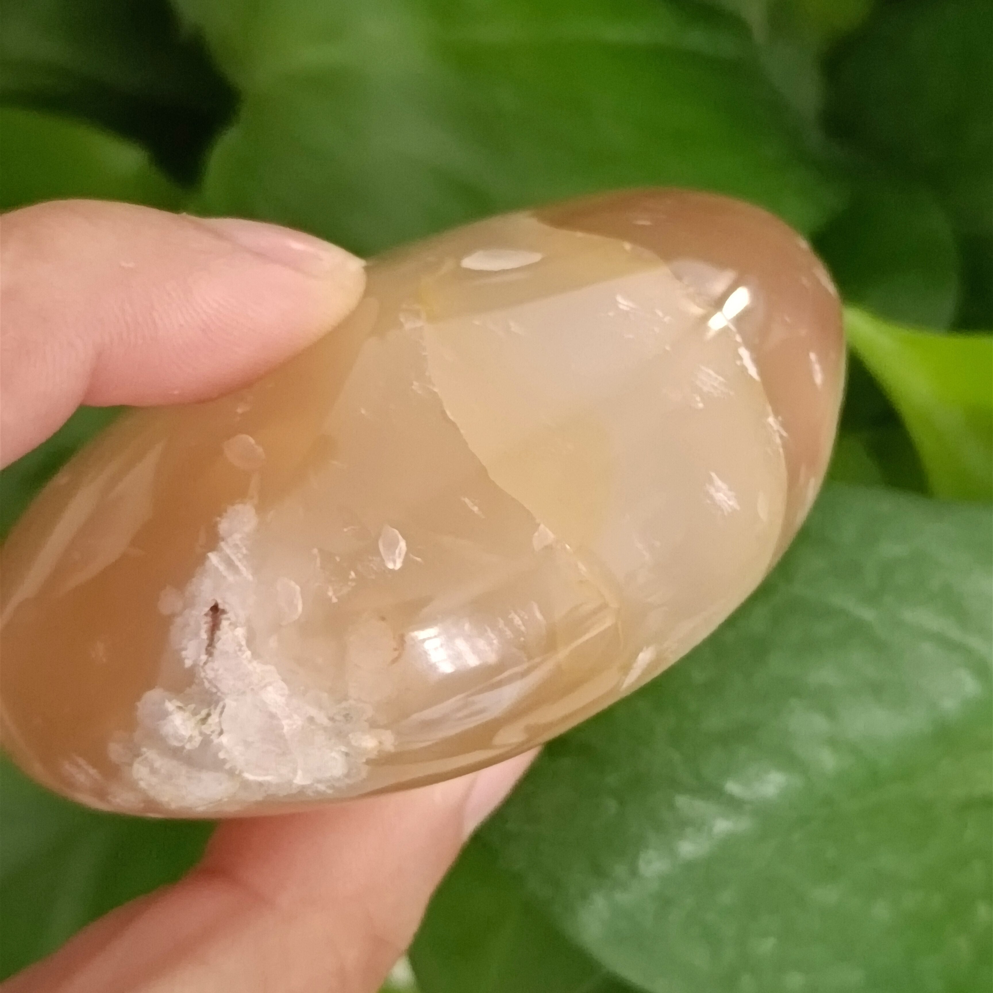 Natural crystal cherry blossom agate palm stone