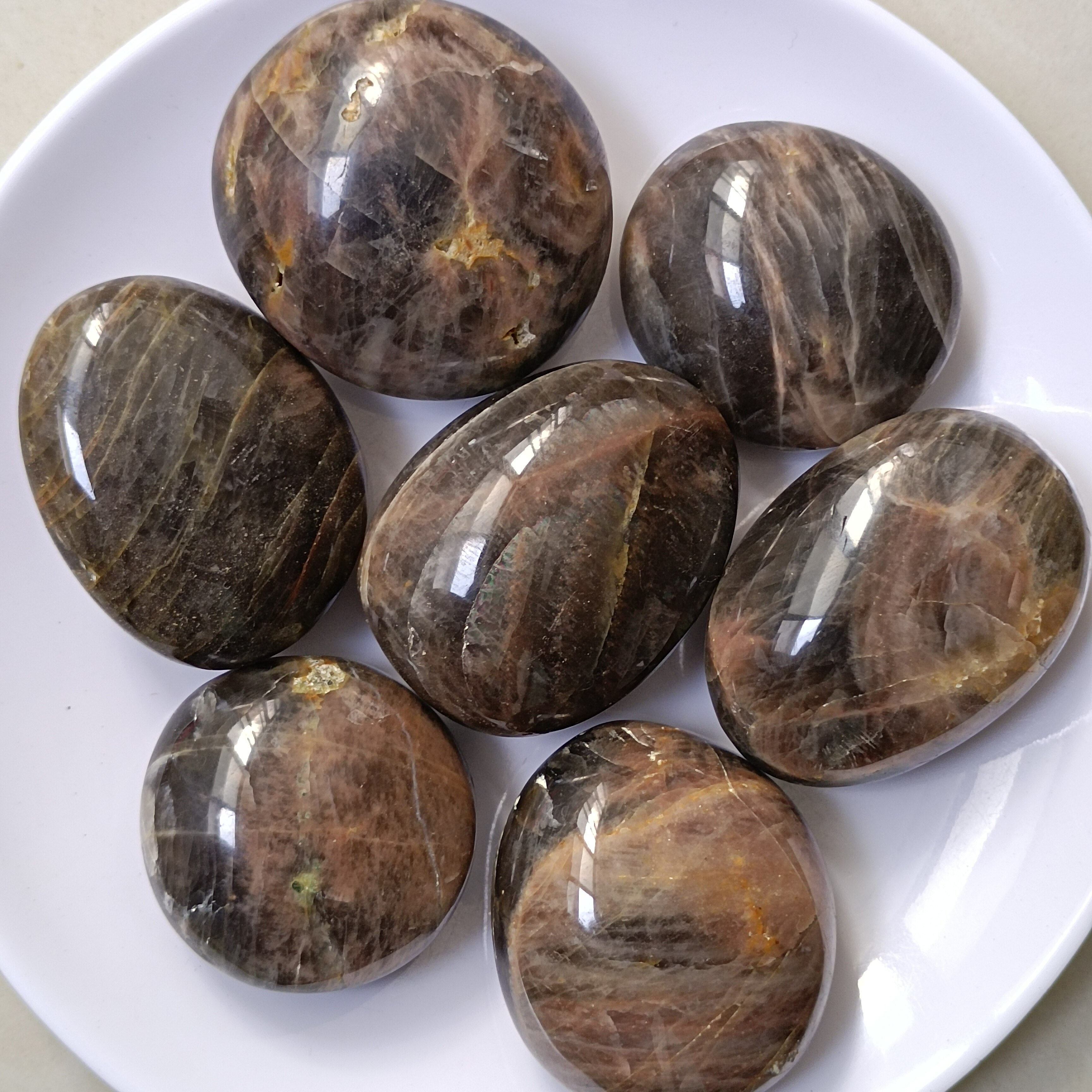 4.5-5cm    Natural black brown quartz moonstone