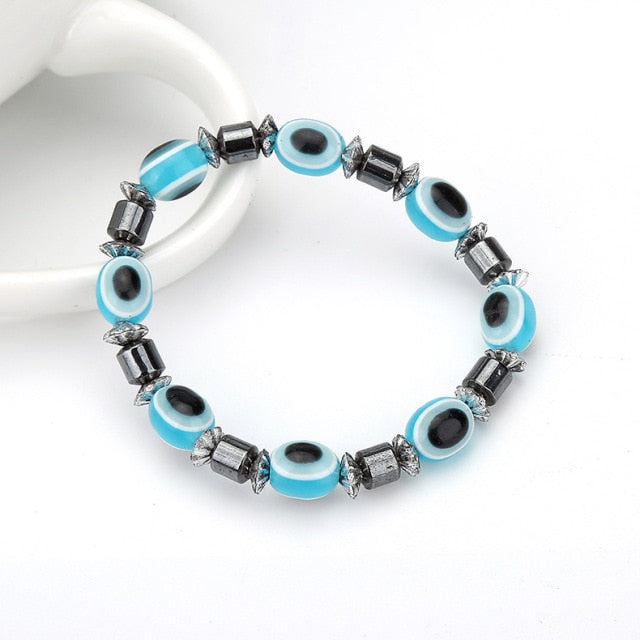 Black Stone Blue Cat Eye  Bracelet