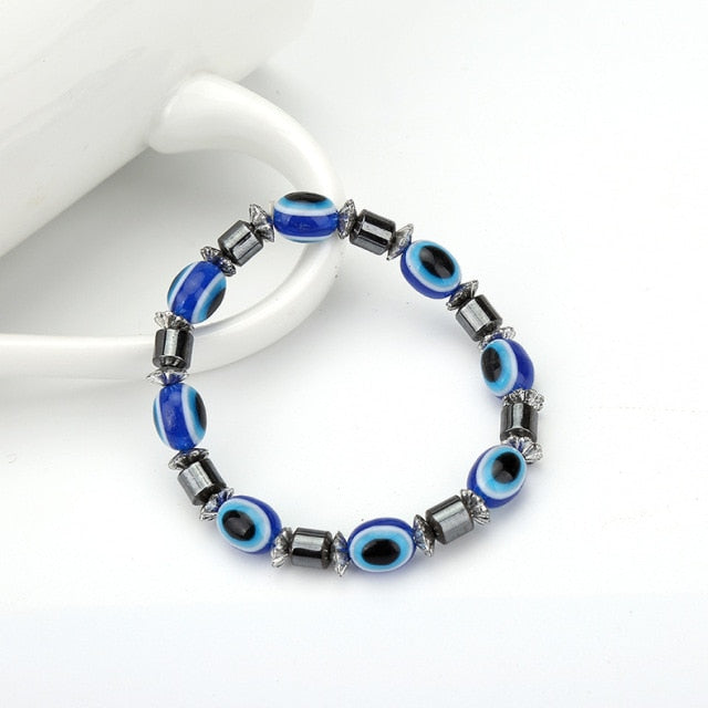 Black Stone Blue Cat Eye  Bracelet