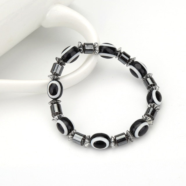 Black Stone Blue Cat Eye  Bracelet