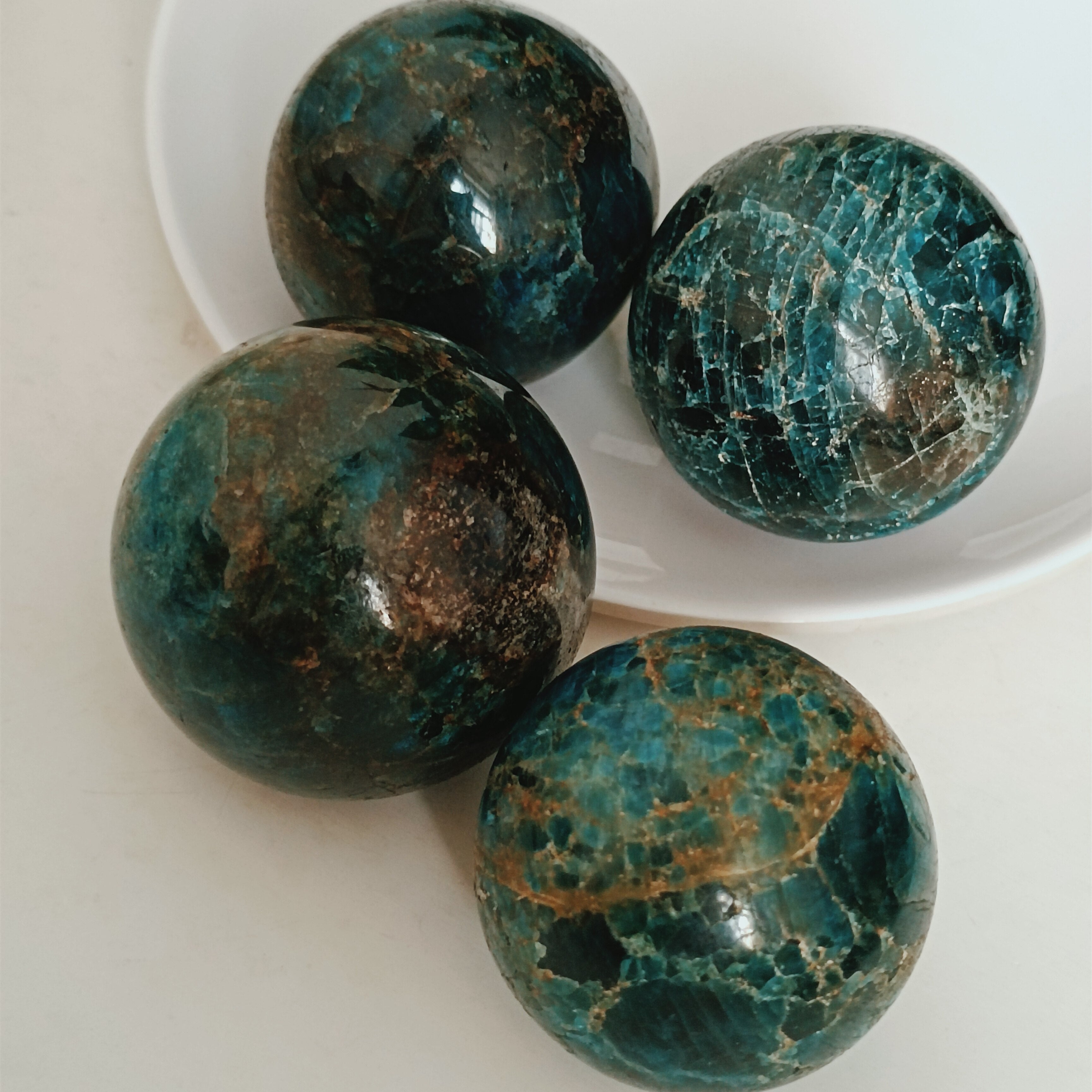 4.5-5cm  Natural Unique Blue Apatite sphere phosphorite ball