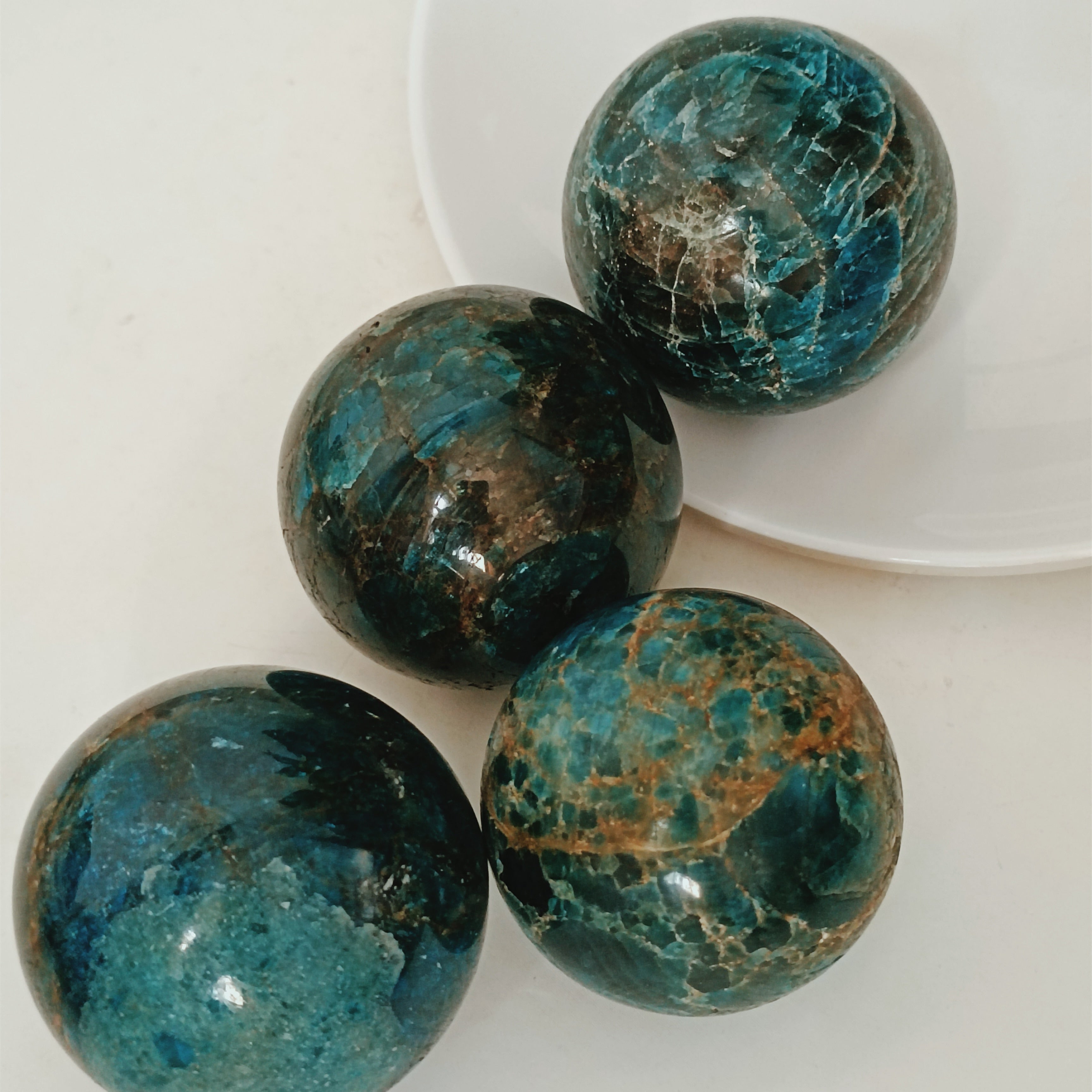 4.5-5cm  Natural Unique Blue Apatite sphere phosphorite ball
