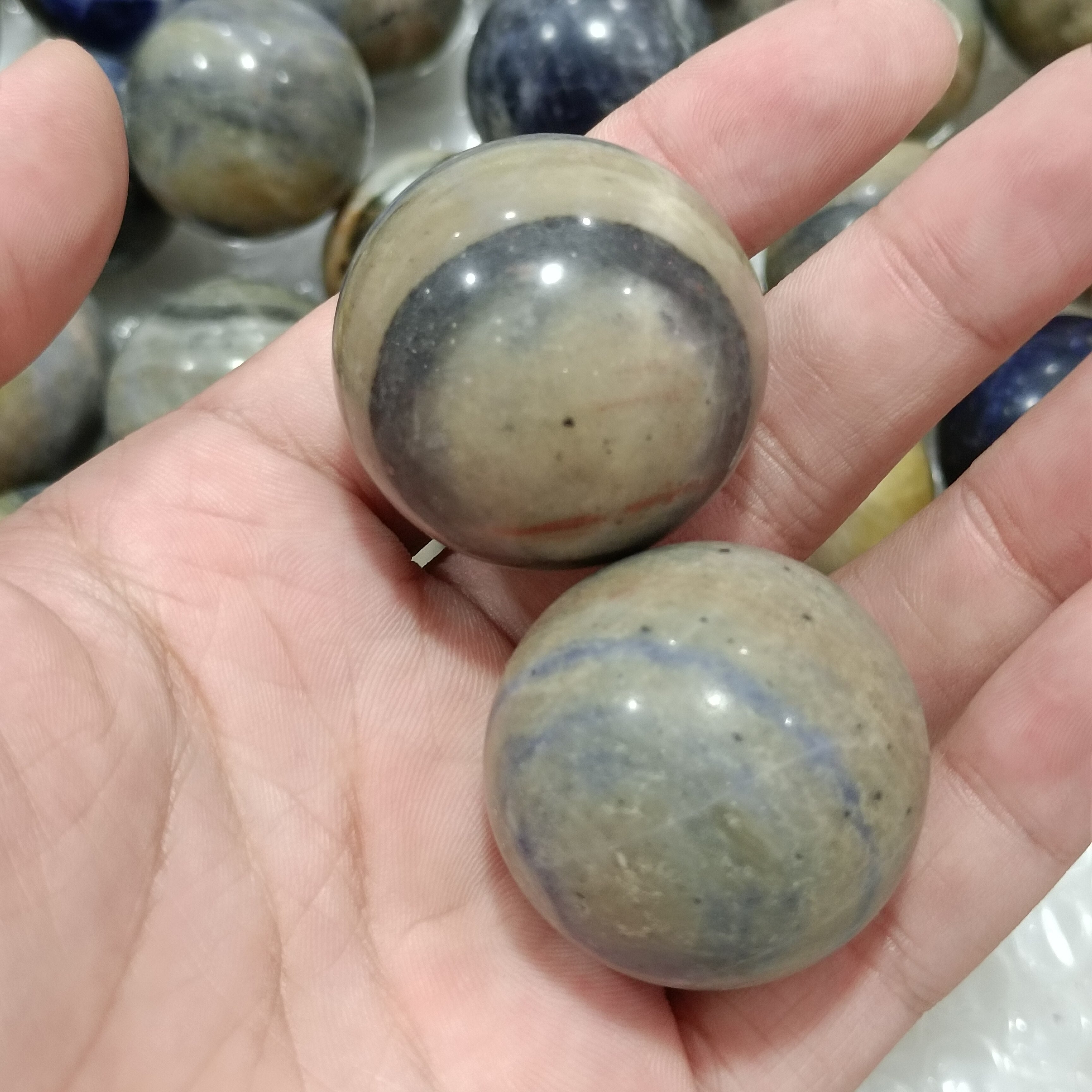 3.5cm Natural Blue stone Quartz Sphere Crystal Ball