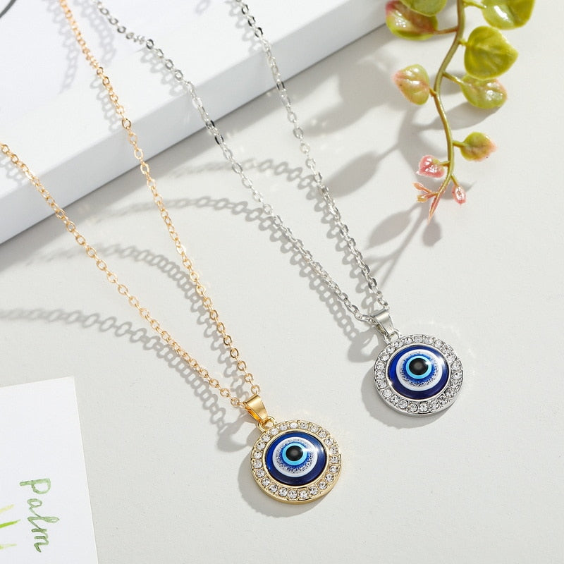 Simple Evil Eye Thin Pendant Women Jewelry Necklace