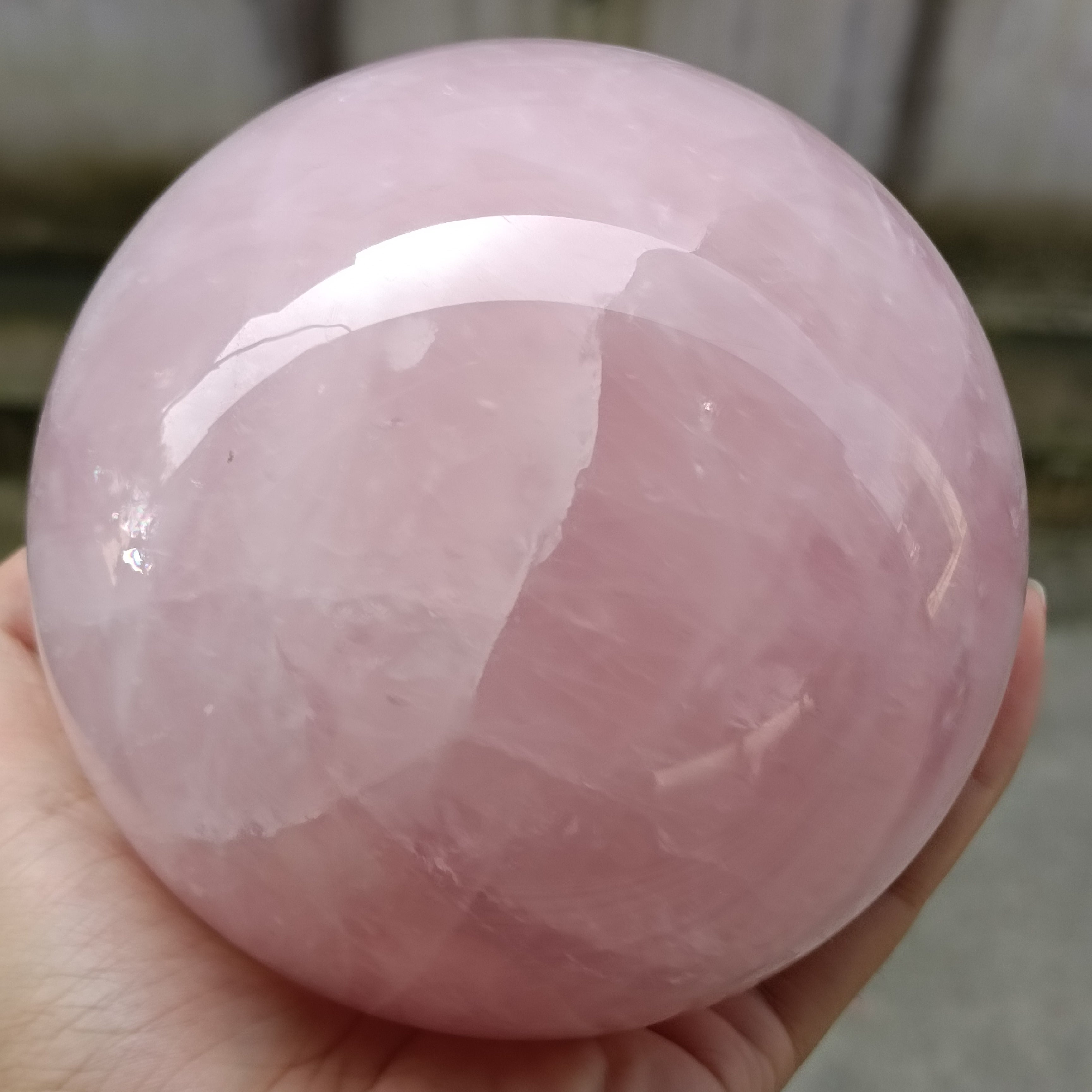 10cm Natural pink rose crystal ball
