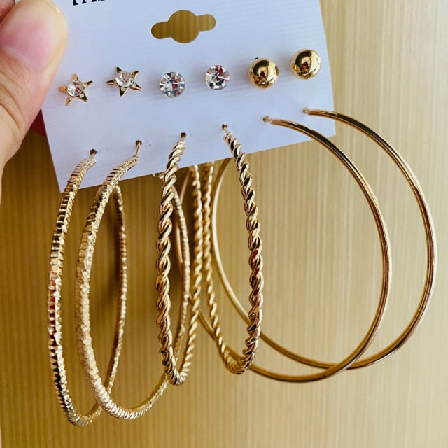 Fashion Gold Pearl Tassel Earrings Set