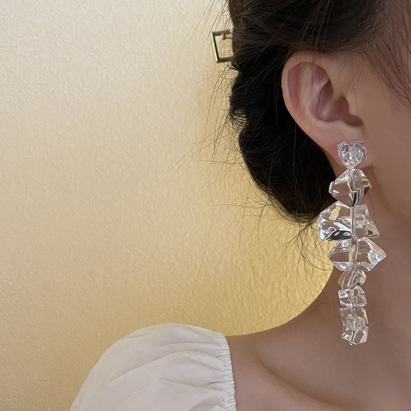 Fashion Long Tassels Irregular Acrylic Earring
