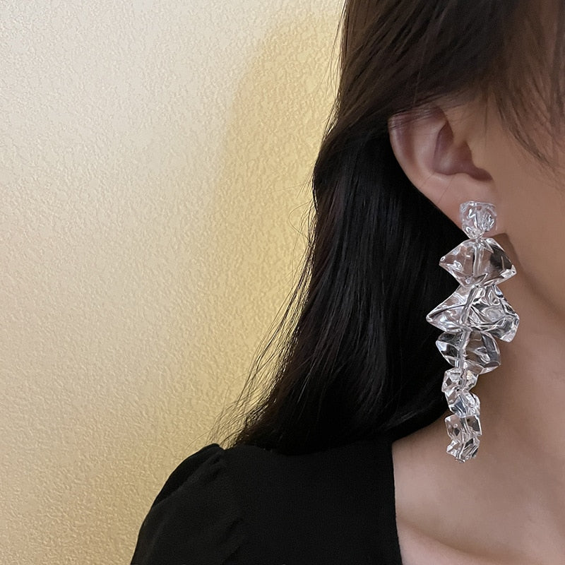 Fashion Long Tassels Irregular Acrylic Earring