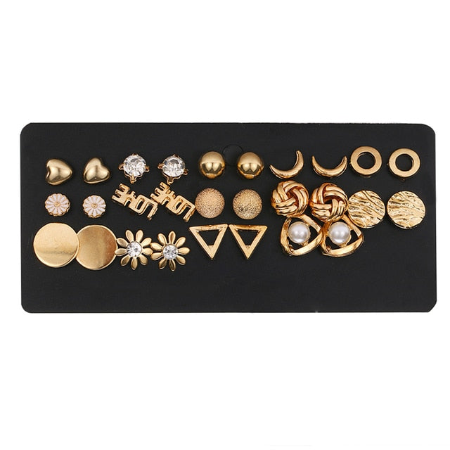12 Pairs/Set Women's Earrings Pearl Earrings