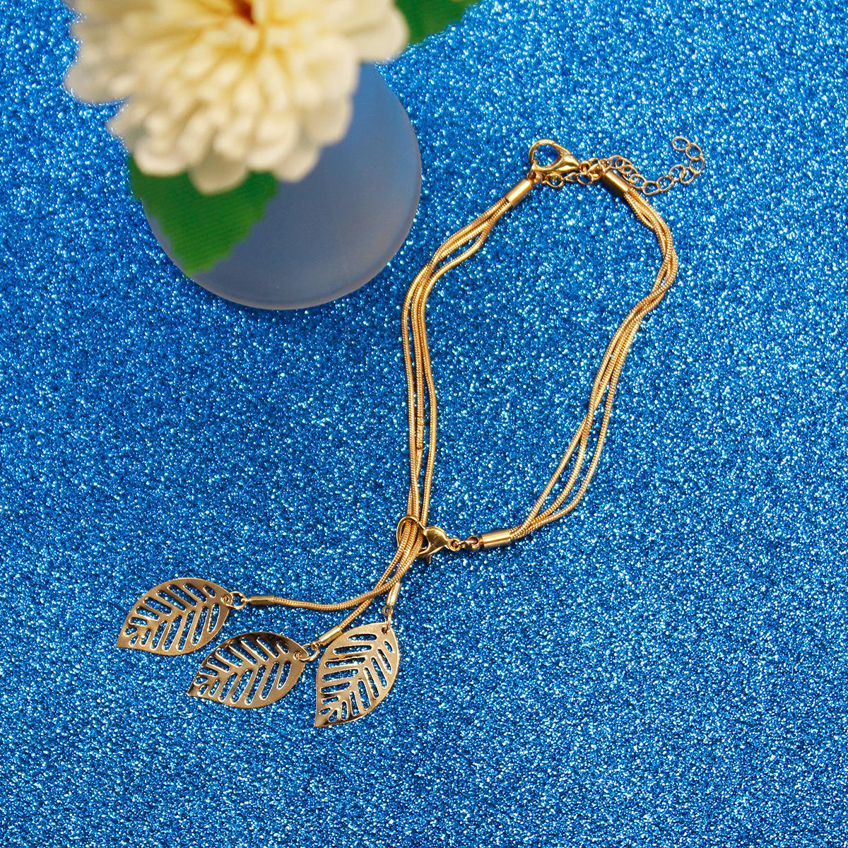 Korean Version Of Ins Gold Wire Mesh Hollow Heart Leaf Bracelet
