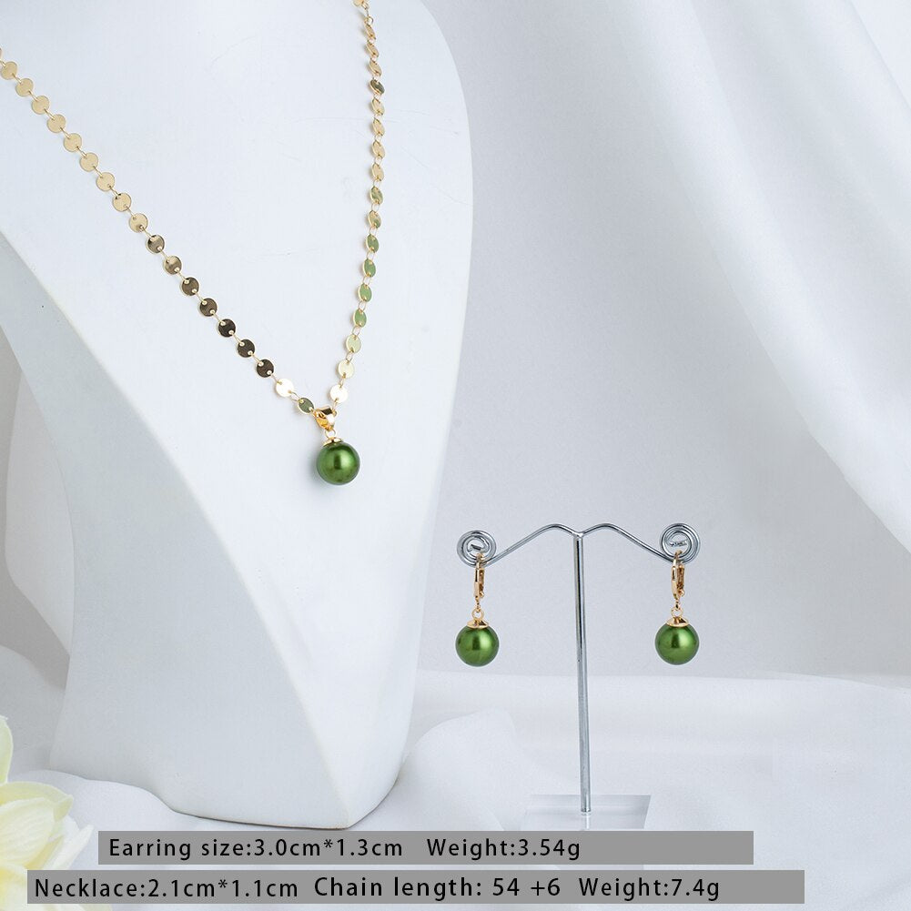 Pearl Pendant Necklace Gold Plated Jewelry Jewelery Sets