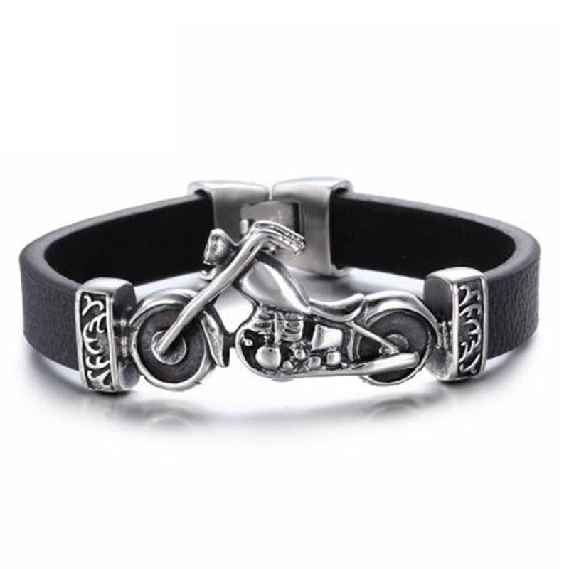 Unique Men  Metal Motorcycle and Skeleton Charm Bracelet