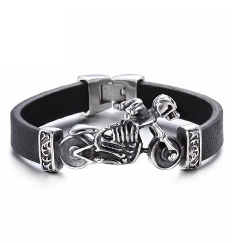 Unique Men  Metal Motorcycle and Skeleton Charm Bracelet