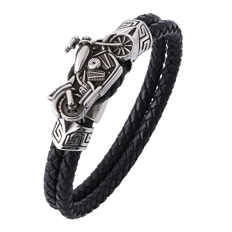 Unique Men  Metal Motorcycle and Skeleton Charm Bracelet