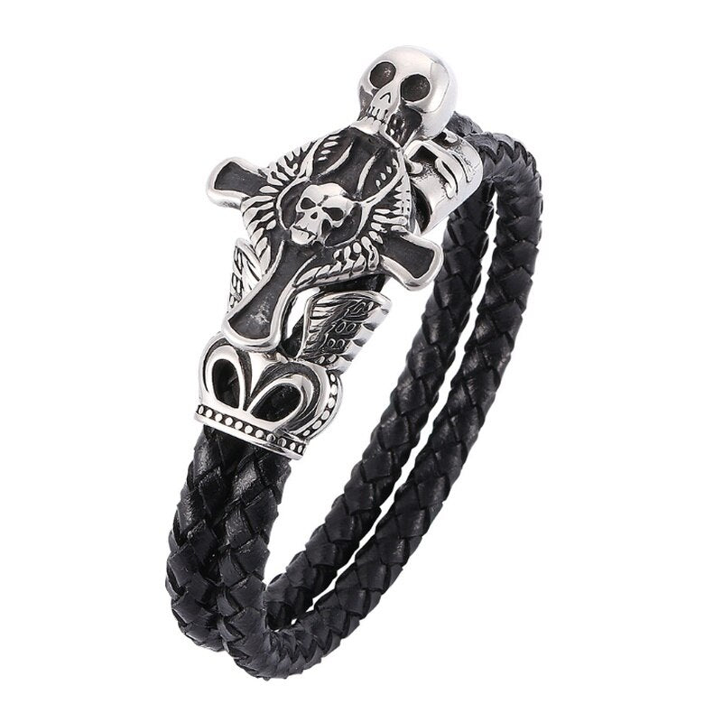 Unique Men  Metal Motorcycle and Skeleton Charm Bracelet