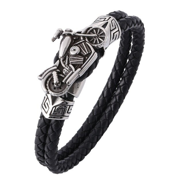 Unique Men  Metal Motorcycle and Skeleton Charm Bracelet