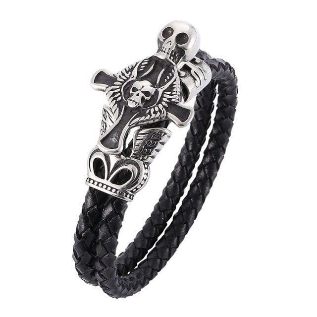 Unique Men  Metal Motorcycle and Skeleton Charm Bracelet