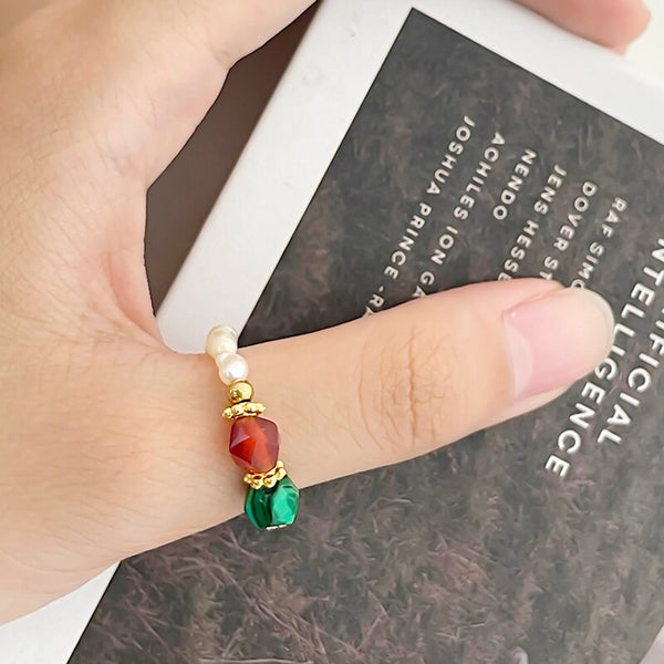 Freshwater Pearl Rings Halloween Opal Ring Elastic Rope Wedding Rings