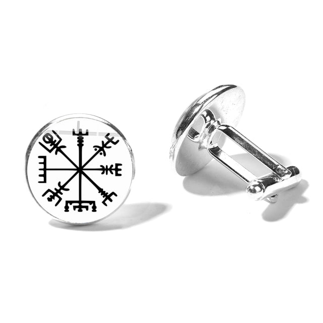 Nordic Vikings Compass Runes Men Cufflinks