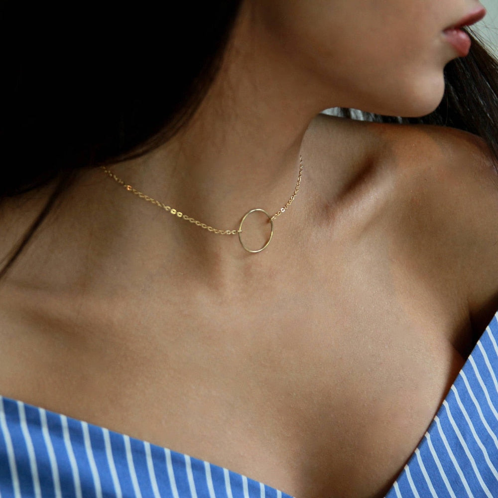 Fashion Circle Chain Clavicle Necklace Collares Round Necklaces