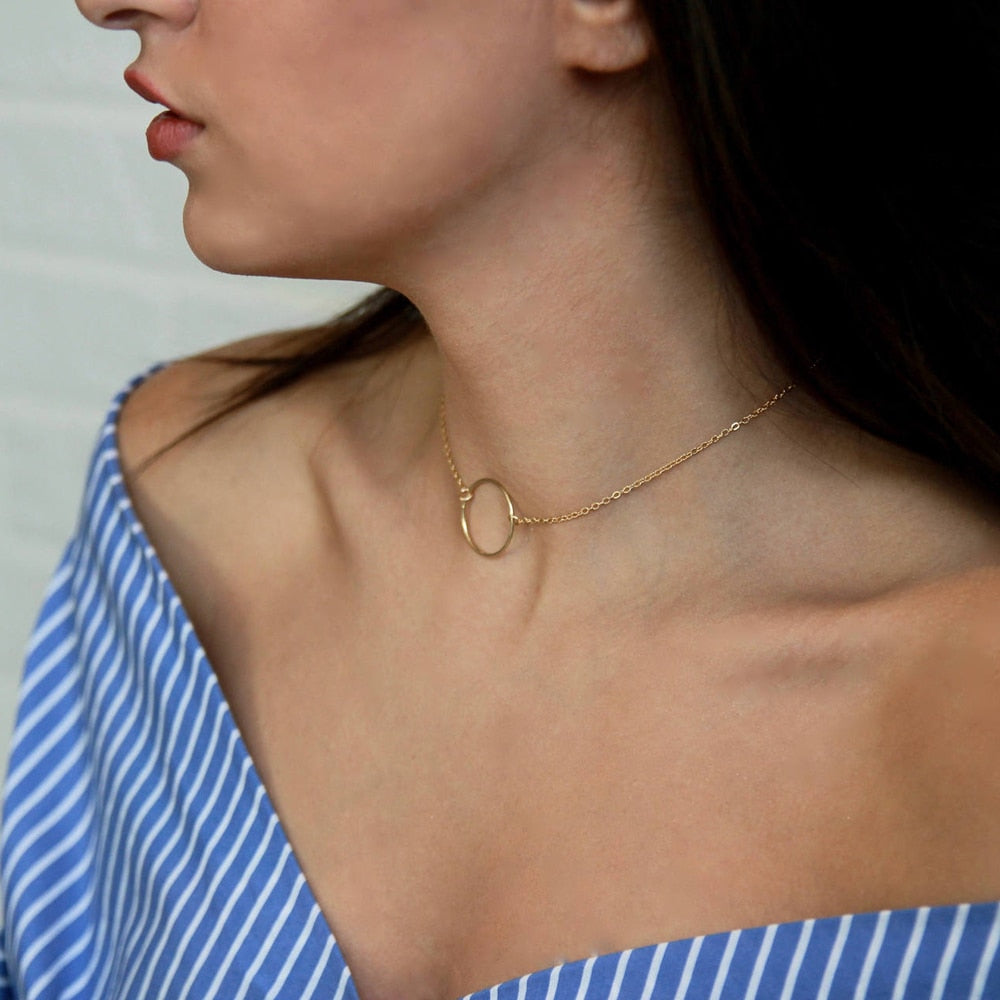Fashion Circle Chain Clavicle Necklace Collares Round Necklaces