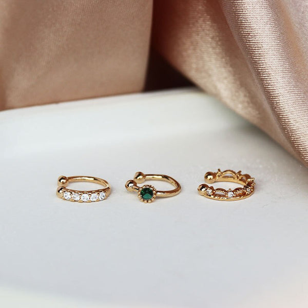 Clip para oreja de plata de ley 925 con cristales pavé simples para mujer, sin perforaciones