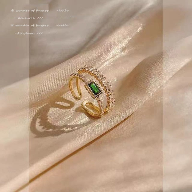 Classic Creative Double Buckle Design Adjustable Gold Rings