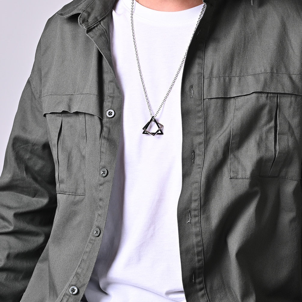 Geometry Interlocking Square Triangle Male Pendant