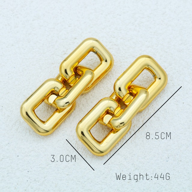 Exaggerated Geometric Square Twisted Thick Link Chain Bracelet