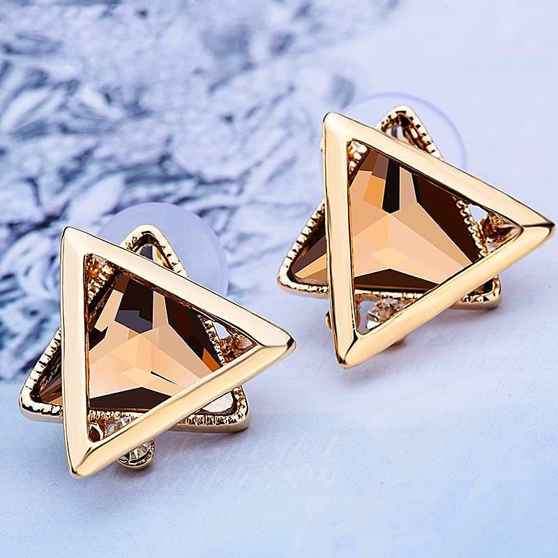 Geometric Square Crystal Stud Earrings For Women