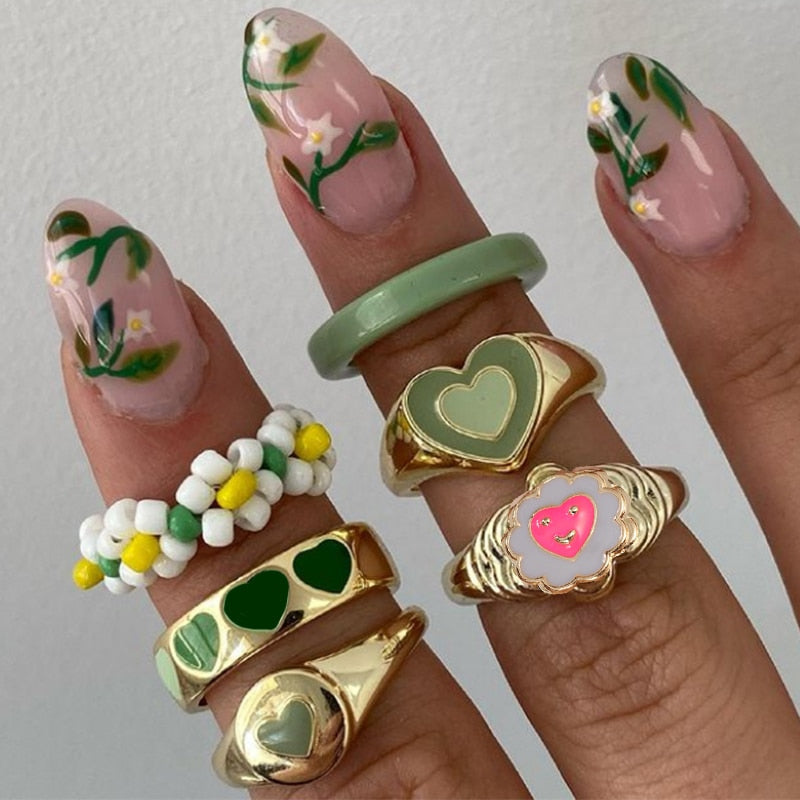Colorful Love Heart Rings For Women