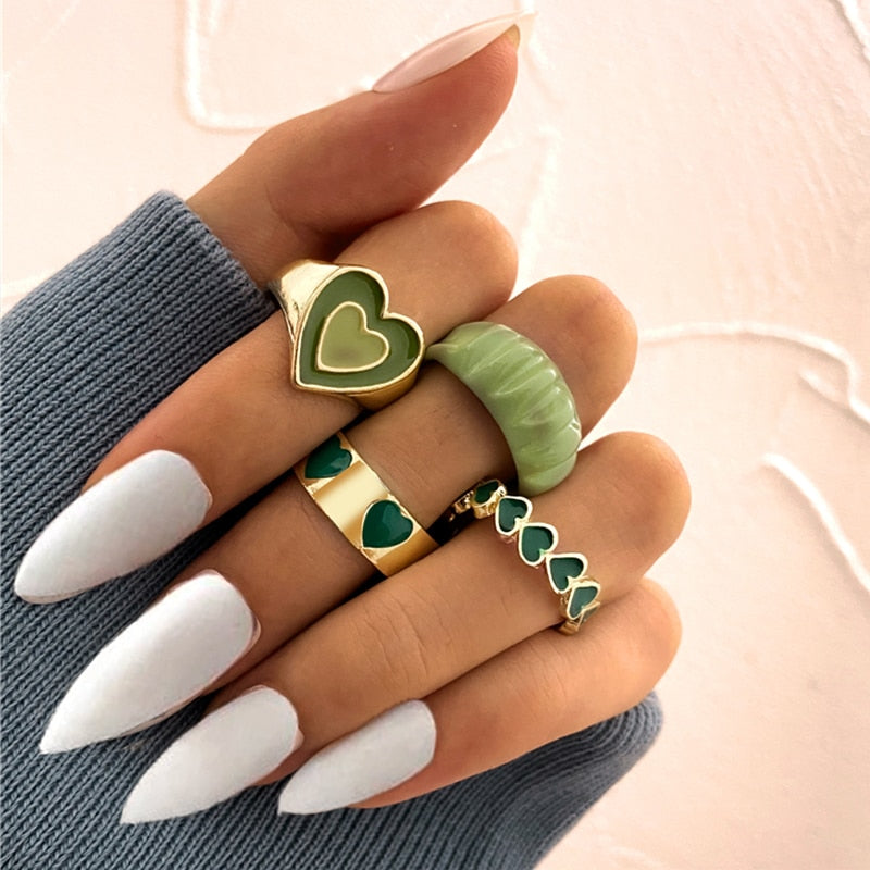 Colorful Love Heart Rings For Women