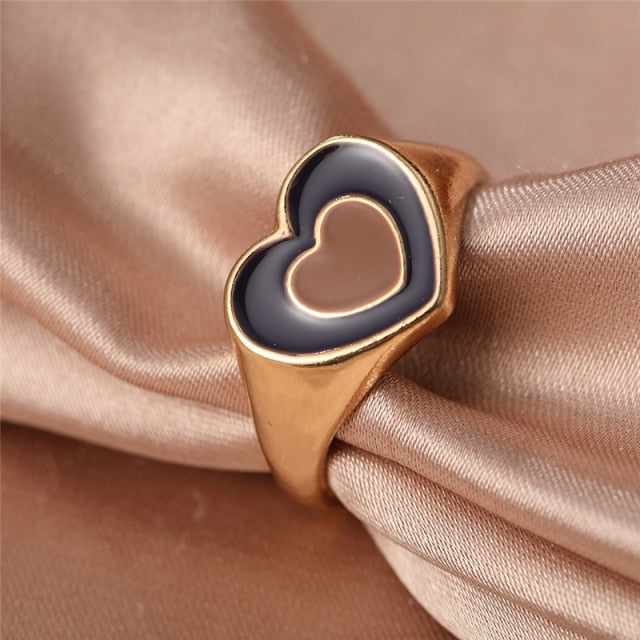 Colorful Love Heart Rings For Women