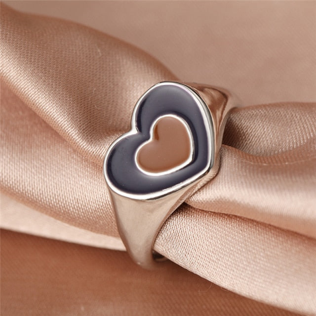 Colorful Love Heart Rings For Women