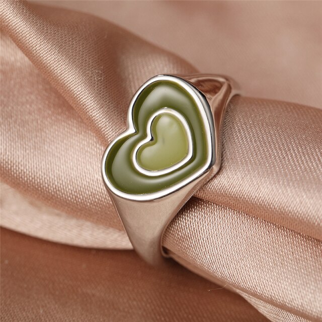Colorful Love Heart Rings For Women