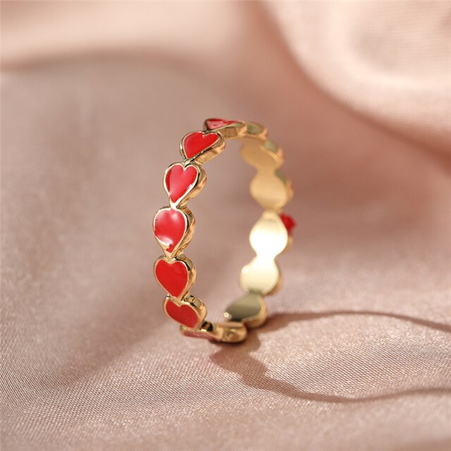 Colorful Love Heart Rings For Women