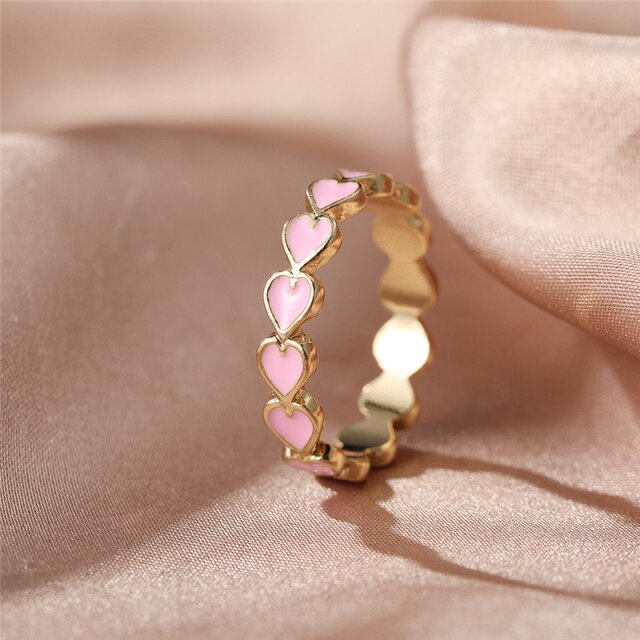 Colorful Love Heart Rings For Women