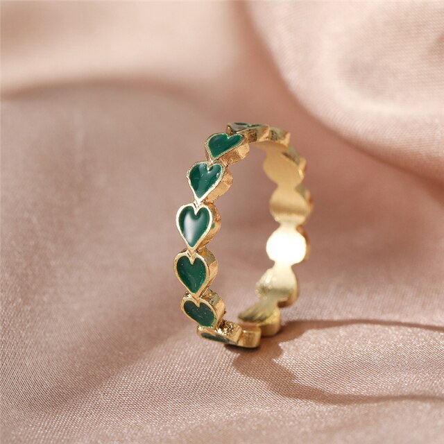 Colorful Love Heart Rings For Women