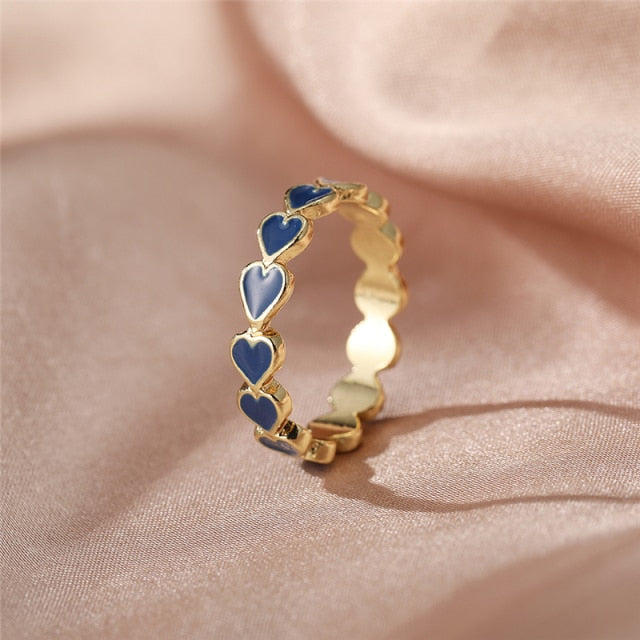 Colorful Love Heart Rings For Women