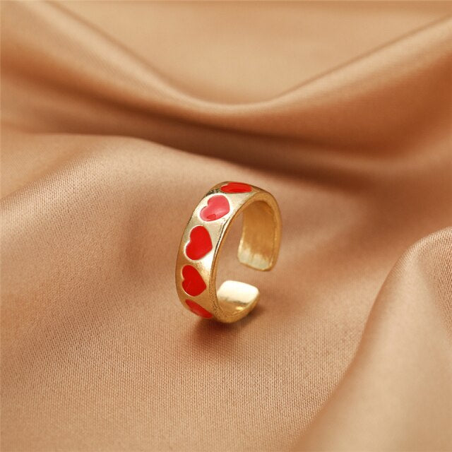 Colorful Love Heart Rings For Women