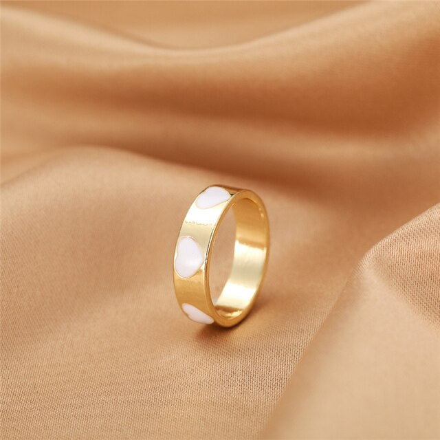Colorful Love Heart Rings For Women