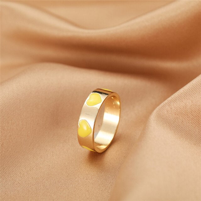 Colorful Love Heart Rings For Women
