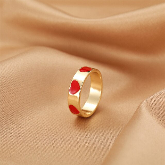 Colorful Love Heart Rings For Women