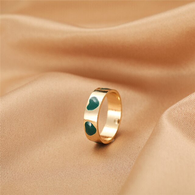 Colorful Love Heart Rings For Women