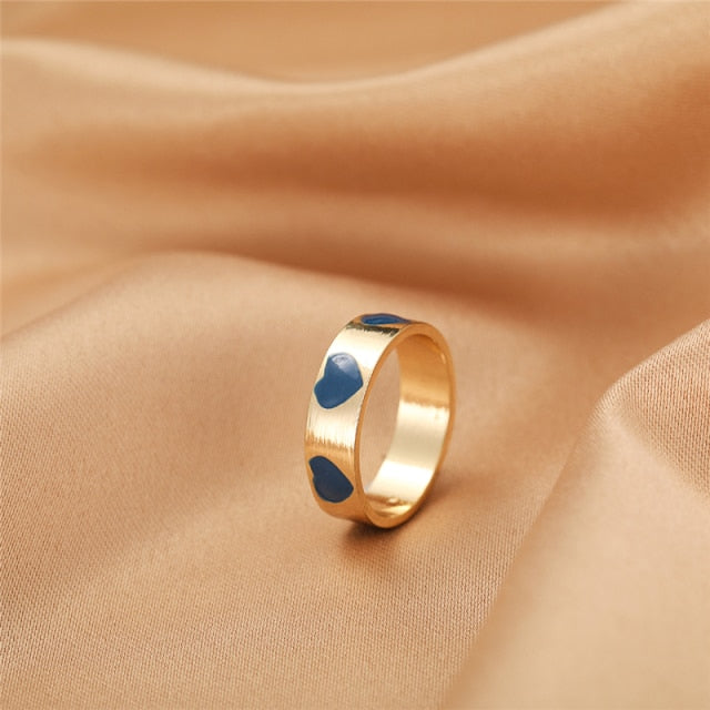 Colorful Love Heart Rings For Women