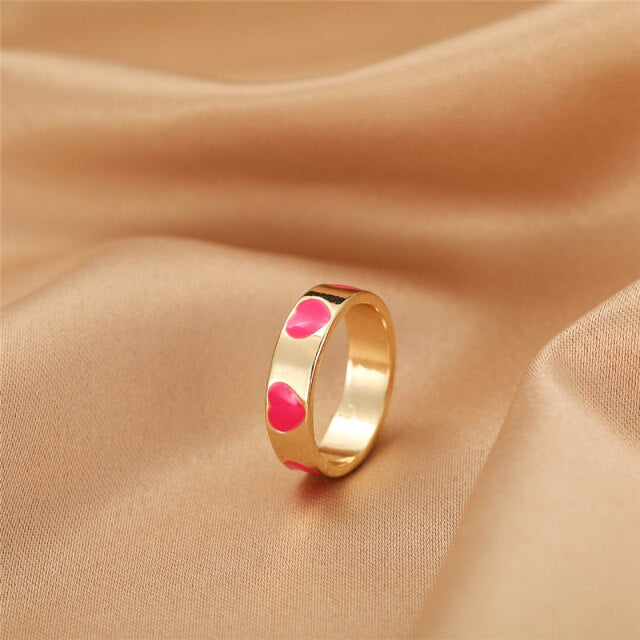 Colorful Love Heart Rings For Women