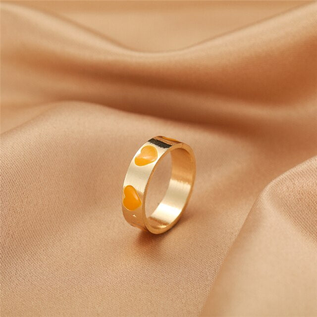 Colorful Love Heart Rings For Women