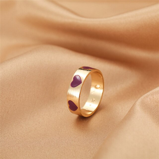 Colorful Love Heart Rings For Women